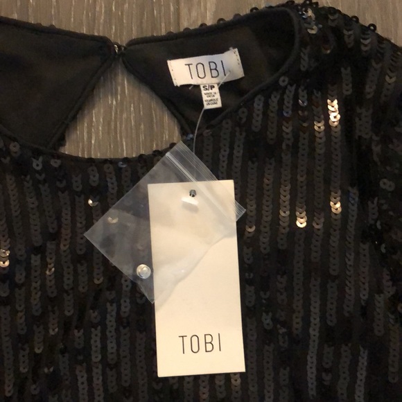 Tobi Black Sequin Mini Dress New With Tags - Picture 3 of 5